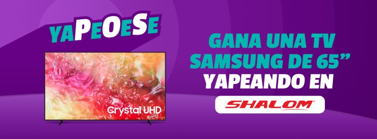 ¡“Yapea en los P.O.S de Shalom y podrás ser uno de los 5 ganadores de una Samsung Tipo LED de 65”!